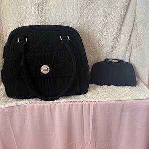 Vera Bradley Quilted Black Tote Bag with Matching Wristlet